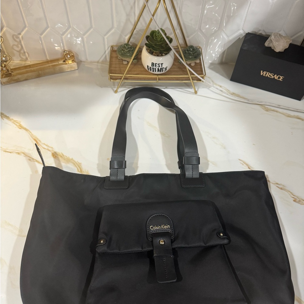 Calvin Klein Black Tote with Front Flap